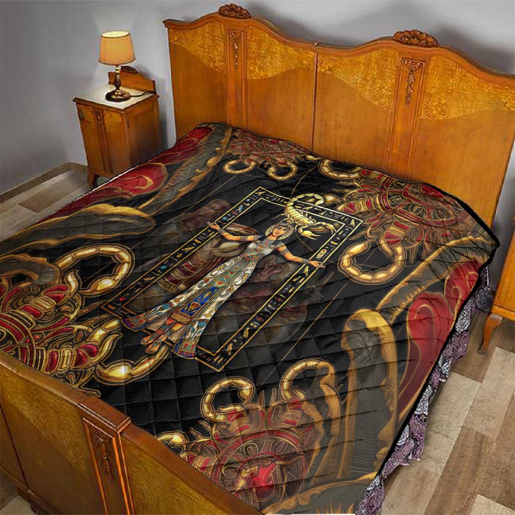Serket Ancient Egyptian Quilt with Canopic Jars and Scorpion Motif in Protection