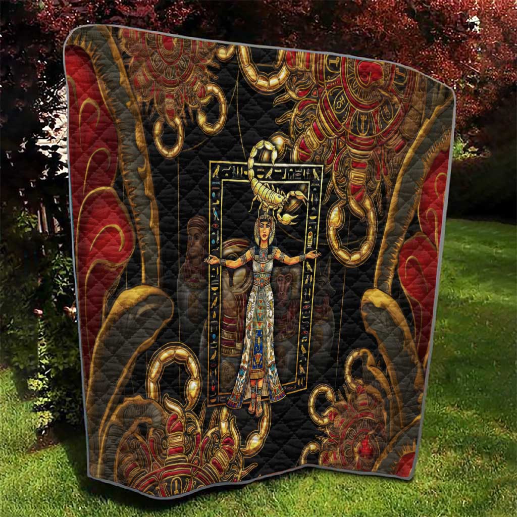 Serket Ancient Egyptian Quilt with Canopic Jars and Scorpion Motif in Protection