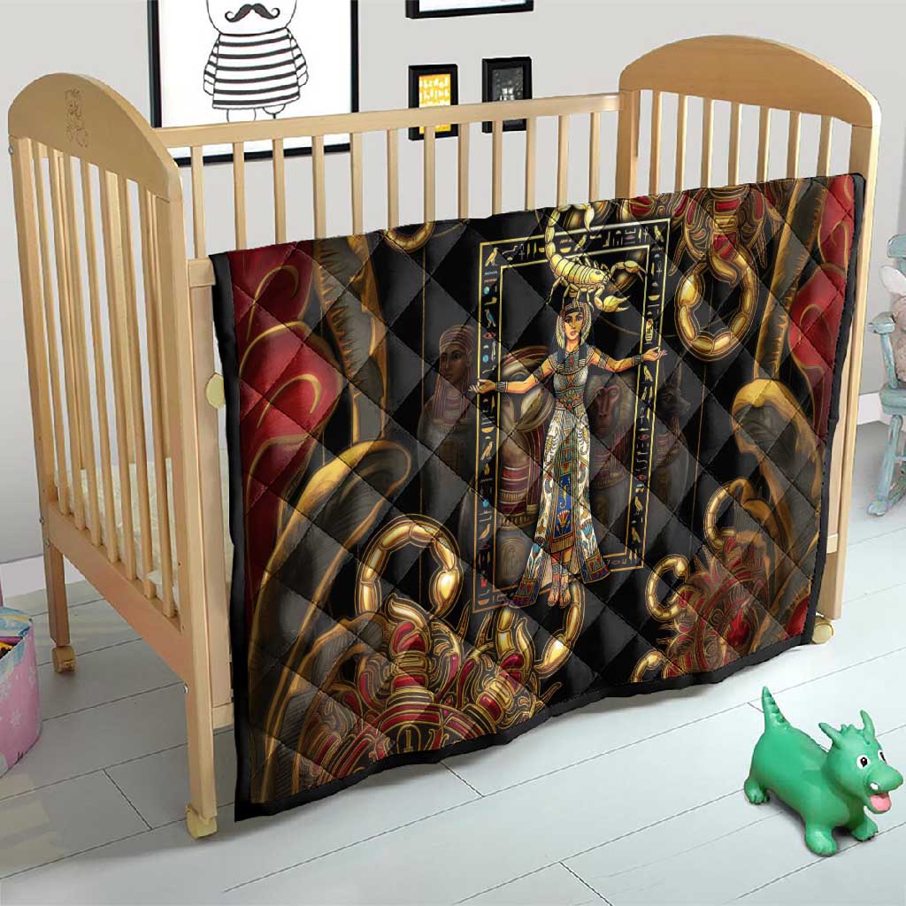 Serket Ancient Egyptian Quilt with Canopic Jars and Scorpion Motif in Protection