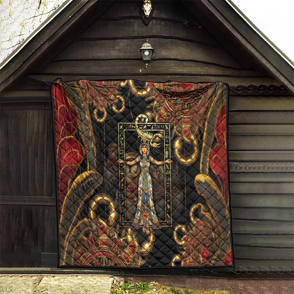 Serket Ancient Egyptian Quilt with Canopic Jars and Scorpion Motif in Protection