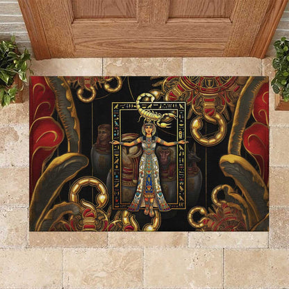 Serket Ancient Egyptian Rubber Doormat with Canopic Jars and Scorpion Motif in Protection