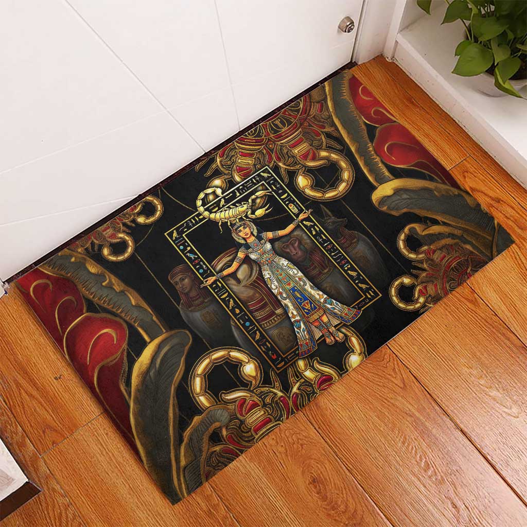 Serket Ancient Egyptian Rubber Doormat with Canopic Jars and Scorpion Motif in Protection