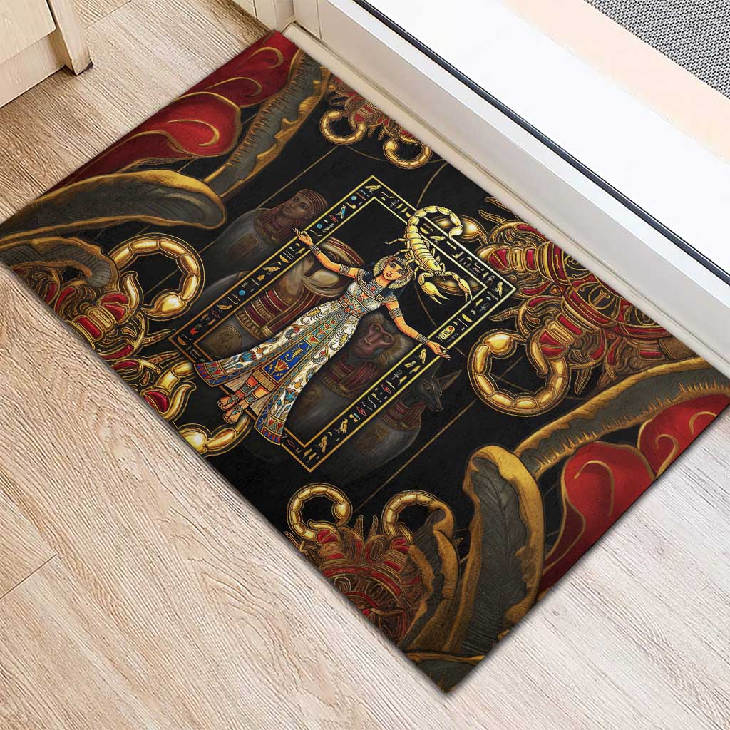 Serket Ancient Egyptian Rubber Doormat with Canopic Jars and Scorpion Motif in Protection