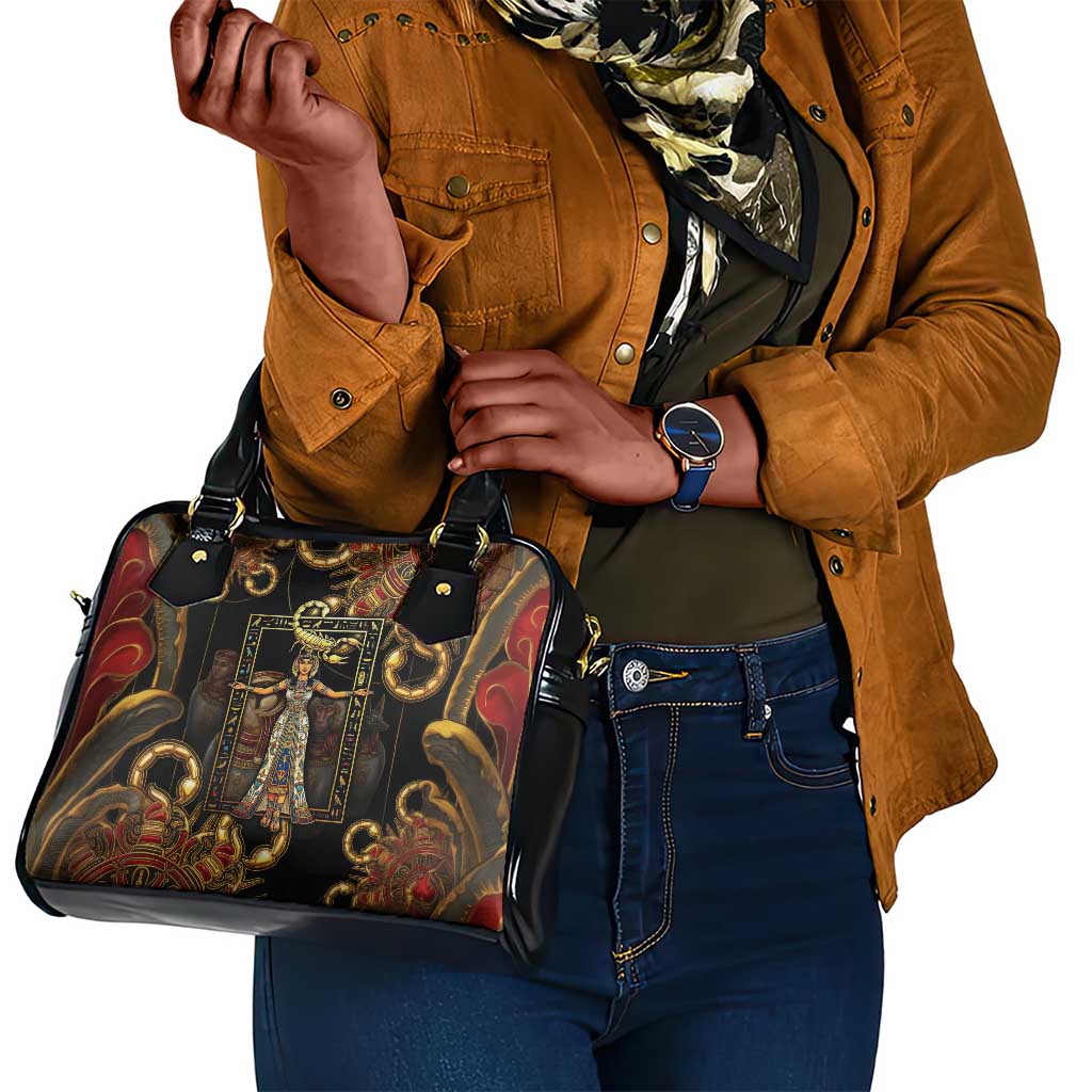 Serket Ancient Egyptian Shoulder Handbag with Canopic Jars and Scorpion Motif in Protection
