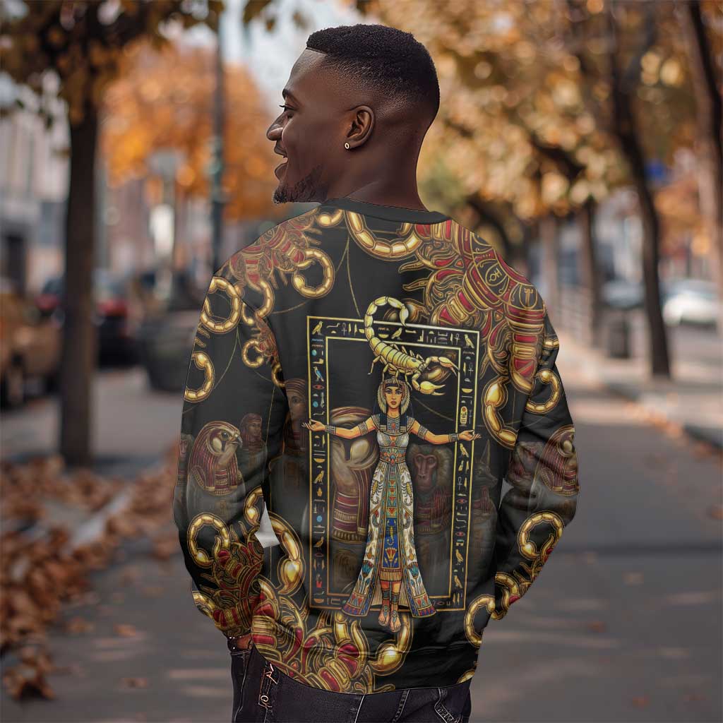 Serket Ancient Egyptian Sweatshirt with Canopic Jars and Scorpion Motif in Protection