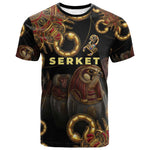 Serket Ancient Egyptian T shirt with Canopic Jars and Scorpion Motif in Protection