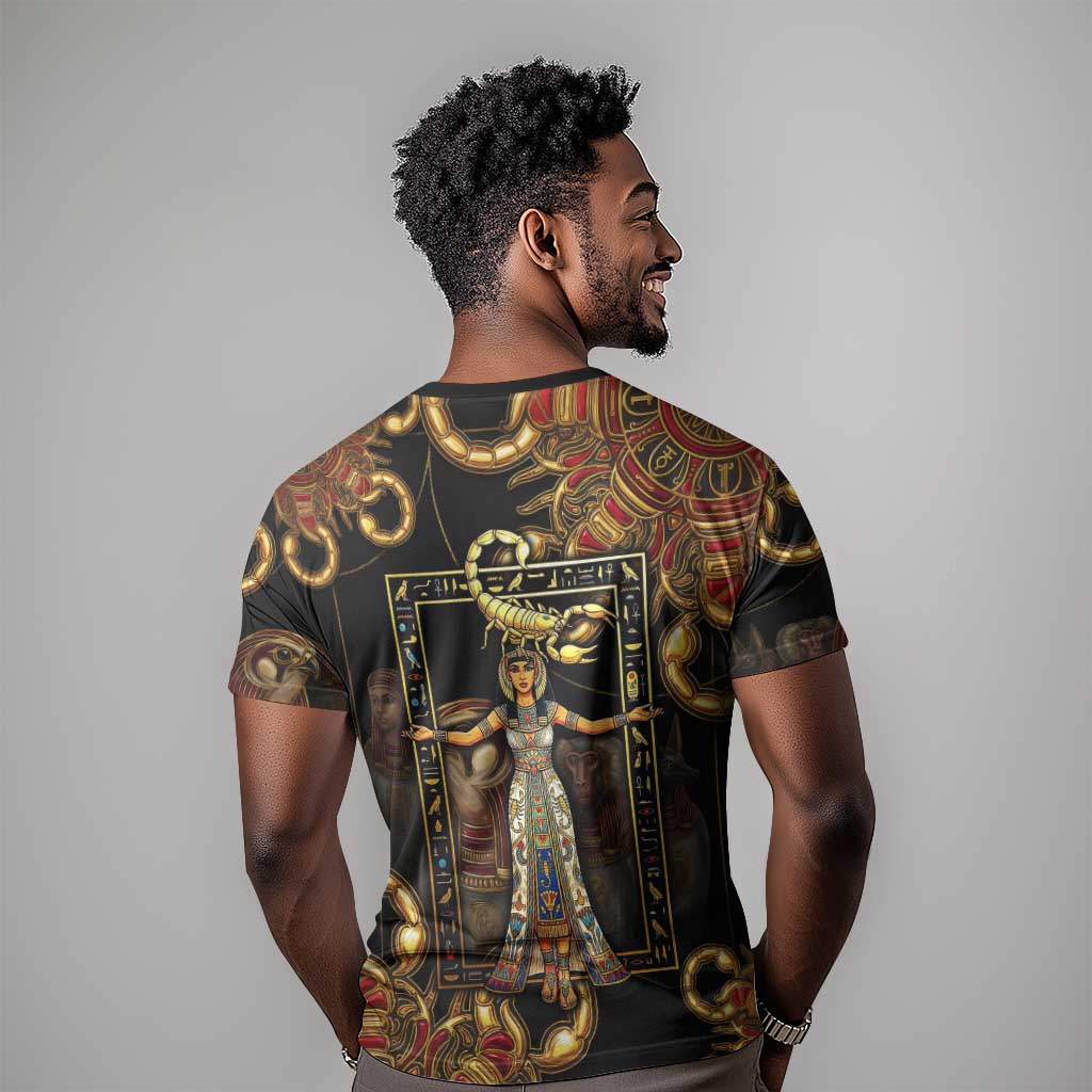 Serket Ancient Egyptian T shirt with Canopic Jars and Scorpion Motif in Protection