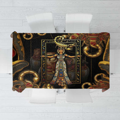 Serket Ancient Egyptian Tablecloth with Canopic Jars and Scorpion Motif in Protection