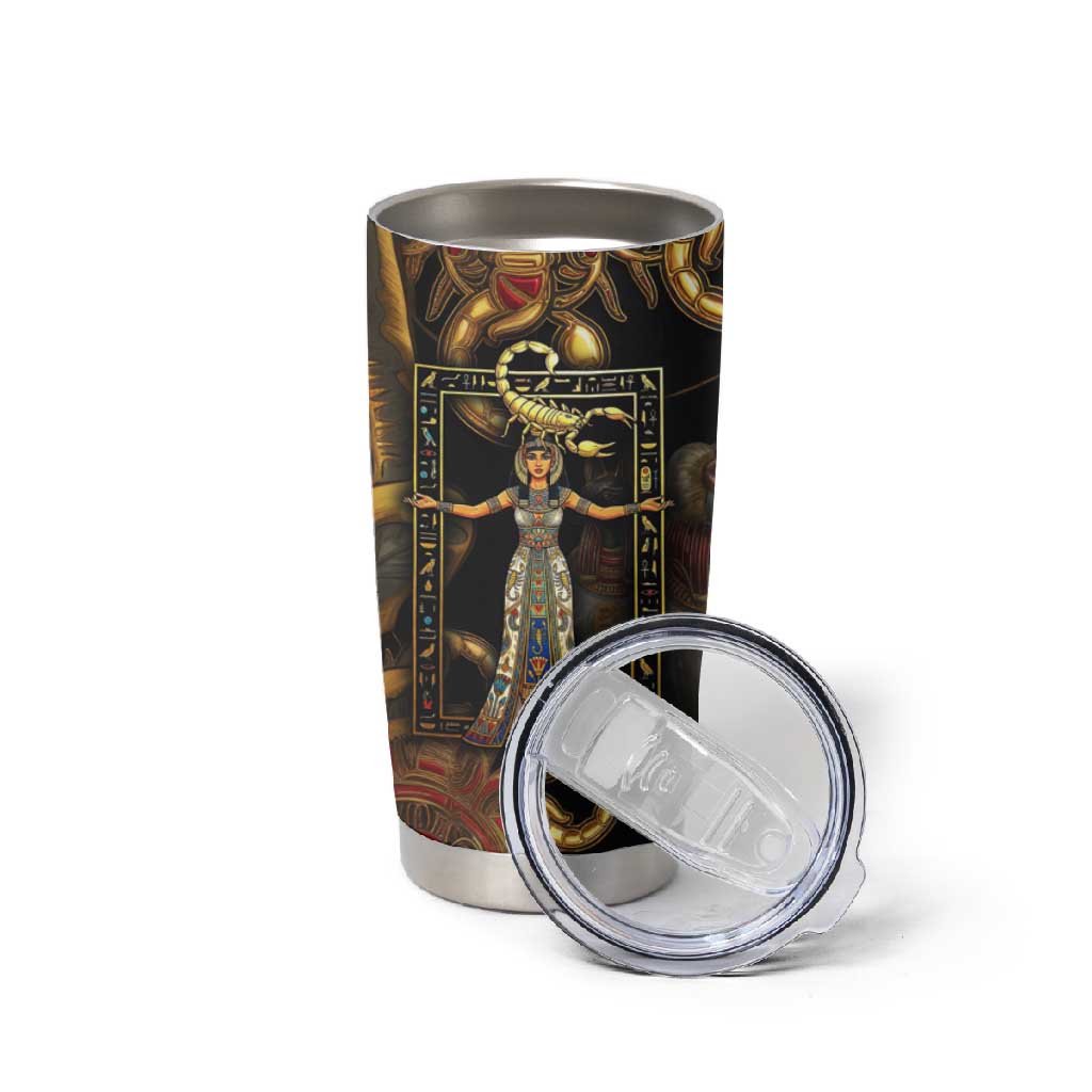 Serket Ancient Egyptian Tumbler Cup with Canopic Jars and Scorpion Motif in Protection