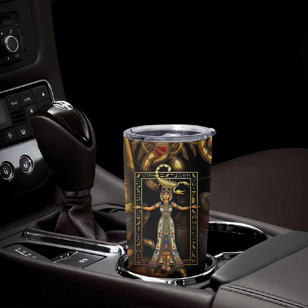 Serket Ancient Egyptian Tumbler Cup with Canopic Jars and Scorpion Motif in Protection