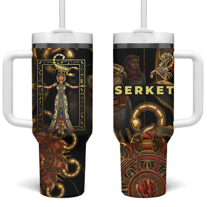 Serket Ancient Egyptian Tumbler With Handle with Canopic Jars and Scorpion Motif in Protection
