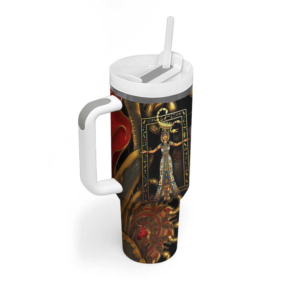Serket Ancient Egyptian Tumbler With Handle with Canopic Jars and Scorpion Motif in Protection