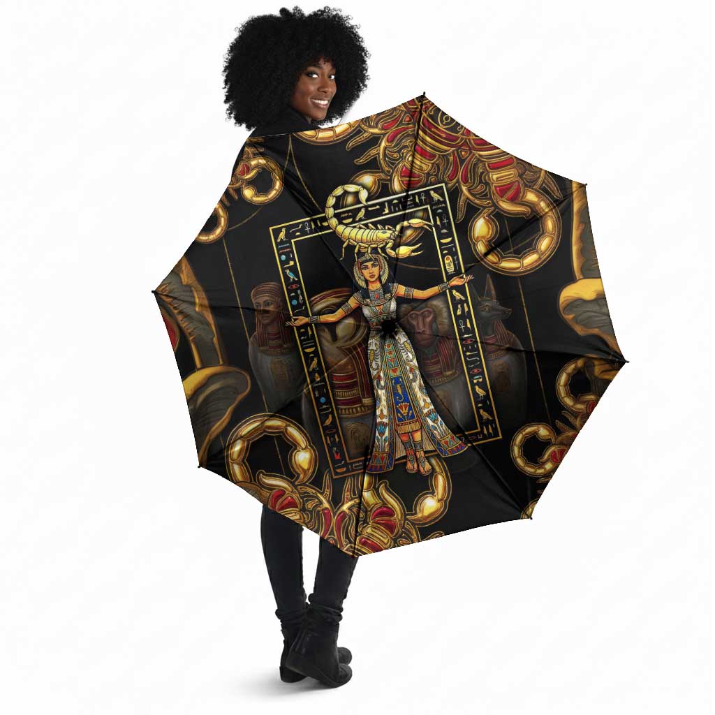 Serket Ancient Egyptian Umbrella with Canopic Jars and Scorpion Motif in Protection