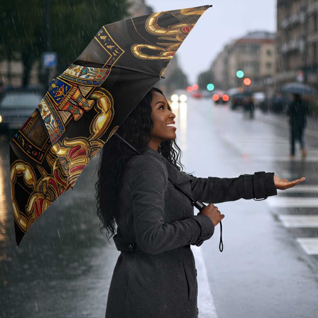Serket Ancient Egyptian Umbrella with Canopic Jars and Scorpion Motif in Protection