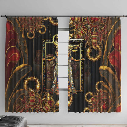Serket Ancient Egyptian Window Curtain with Canopic Jars and Scorpion Motif in Protection