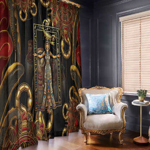 Serket Ancient Egyptian Window Curtain with Canopic Jars and Scorpion Motif in Protection