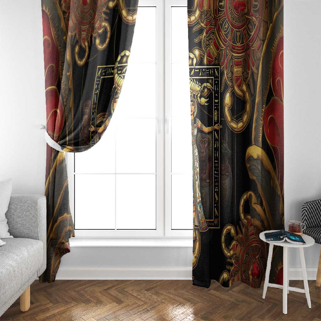 Serket Ancient Egyptian Window Curtain with Canopic Jars and Scorpion Motif in Protection
