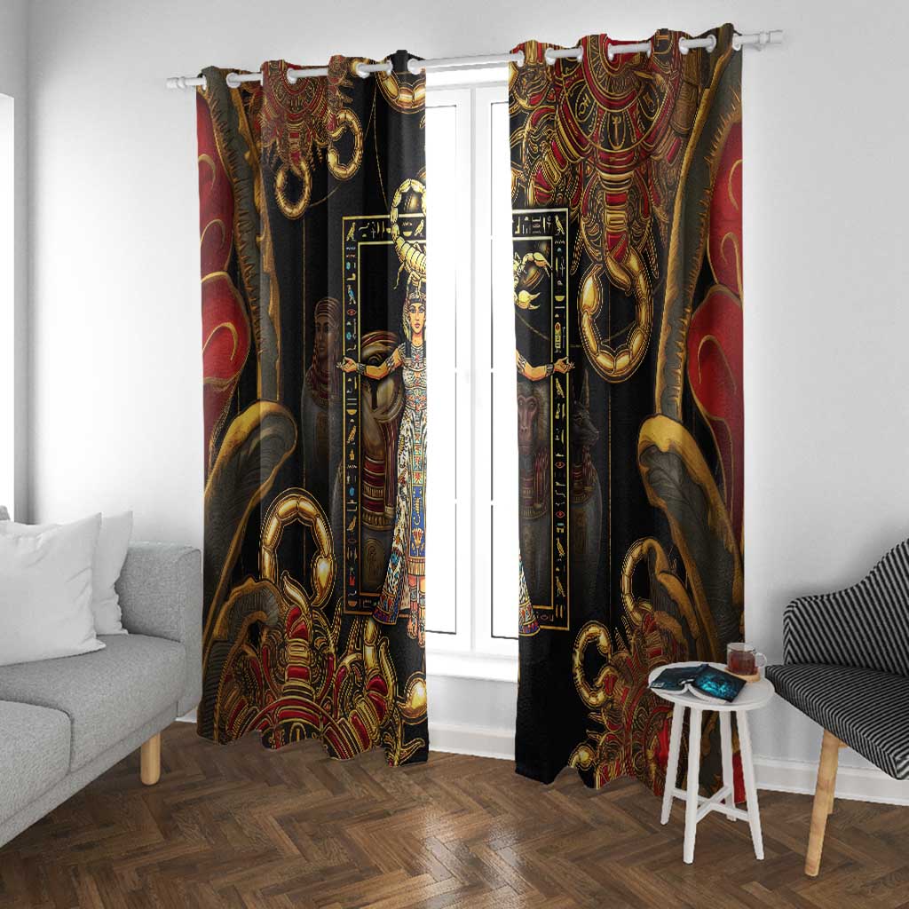 Serket Ancient Egyptian Window Curtain with Canopic Jars and Scorpion Motif in Protection