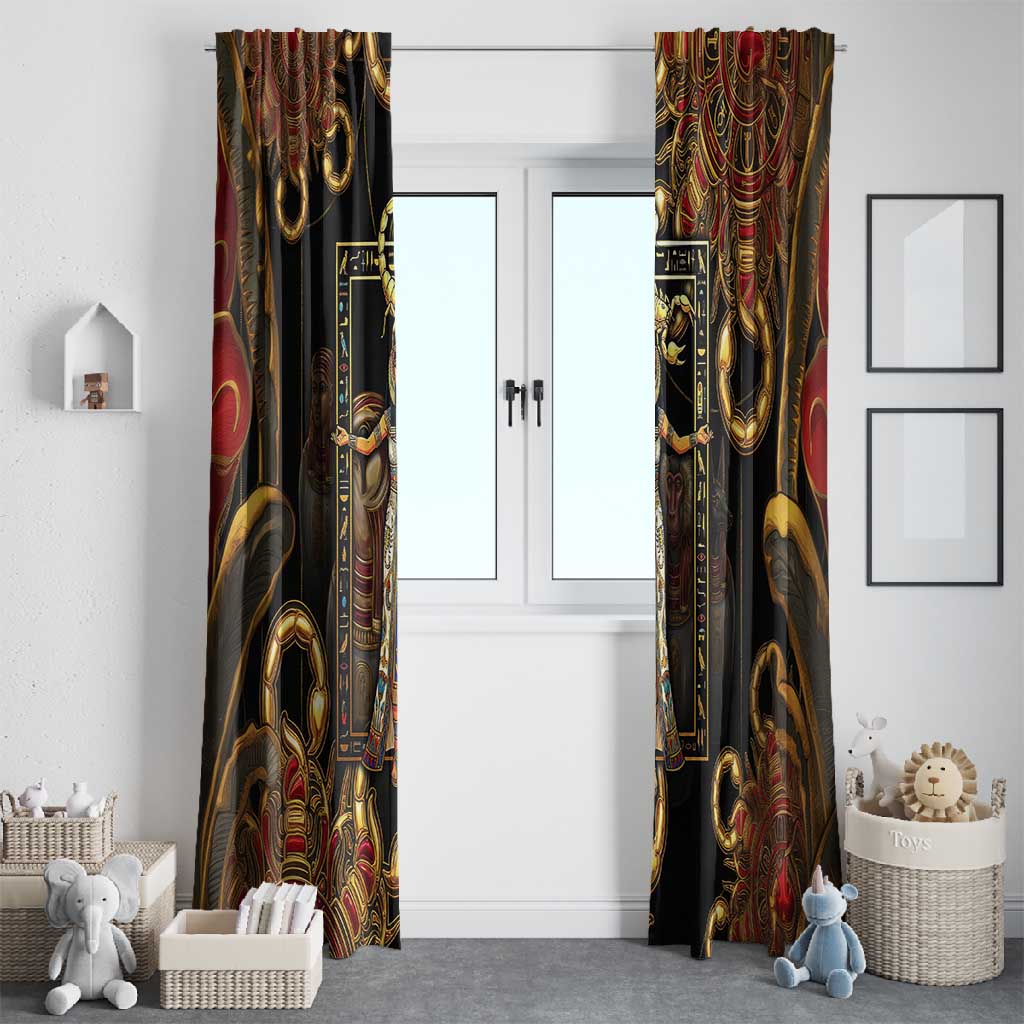 Serket Ancient Egyptian Window Curtain with Canopic Jars and Scorpion Motif in Protection