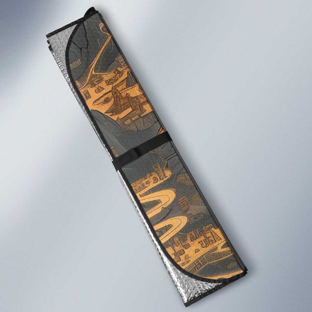 Serket Egyptian Auto Sun Shade Jeweled Scorpion and Cobweb Motif in Mystical Egyptian