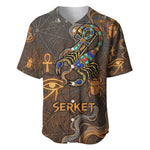 Serket Egyptian Baseball Jersey Jeweled Scorpion and Cobweb Motif in Mystical Egyptian