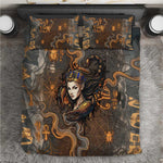 Serket Egyptian Bedding Set Jeweled Scorpion and Cobweb Motif in Mystical Egyptian