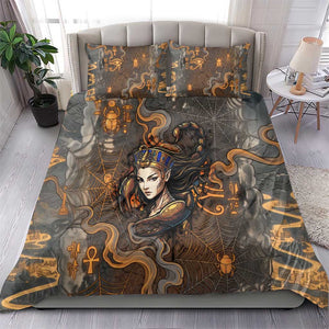 Serket Egyptian Bedding Set Jeweled Scorpion and Cobweb Motif in Mystical Egyptian