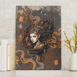 Serket Egyptian Canvas Wall Art Jeweled Scorpion and Cobweb Motif in Mystical Egyptian