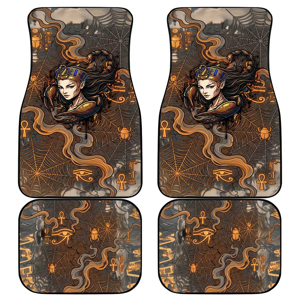 Serket Egyptian Car Mats Jeweled Scorpion and Cobweb Motif in Mystical Egyptian