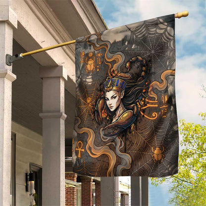 Serket Egyptian Garden Flag Jeweled Scorpion and Cobweb Motif in Mystical Egyptian