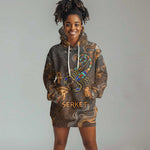 Serket Egyptian Hoodie Dress Jeweled Scorpion and Cobweb Motif in Mystical Egyptian
