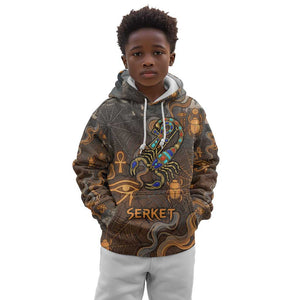 Serket Egyptian Kid Hoodie Jeweled Scorpion and Cobweb Motif in Mystical Egyptian