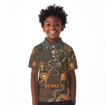 Serket Egyptian Kid Polo Shirt Jeweled Scorpion and Cobweb Motif in Mystical Egyptian