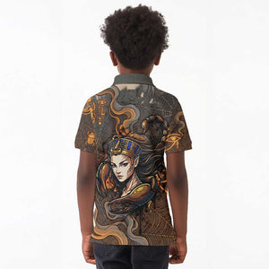 Serket Egyptian Kid Polo Shirt Jeweled Scorpion and Cobweb Motif in Mystical Egyptian