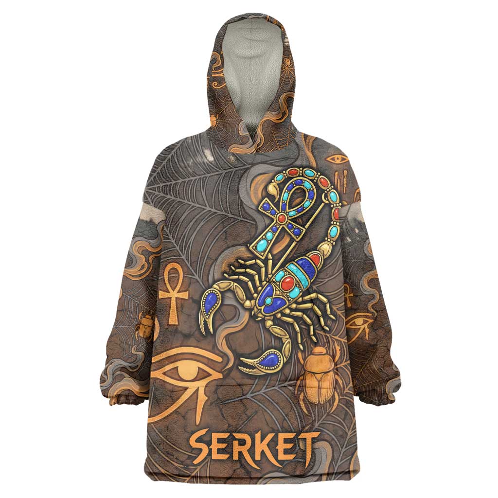Serket Egyptian Kid Wearable Blanket Hoodie Jeweled Scorpion and Cobweb Motif in Mystical Egyptian