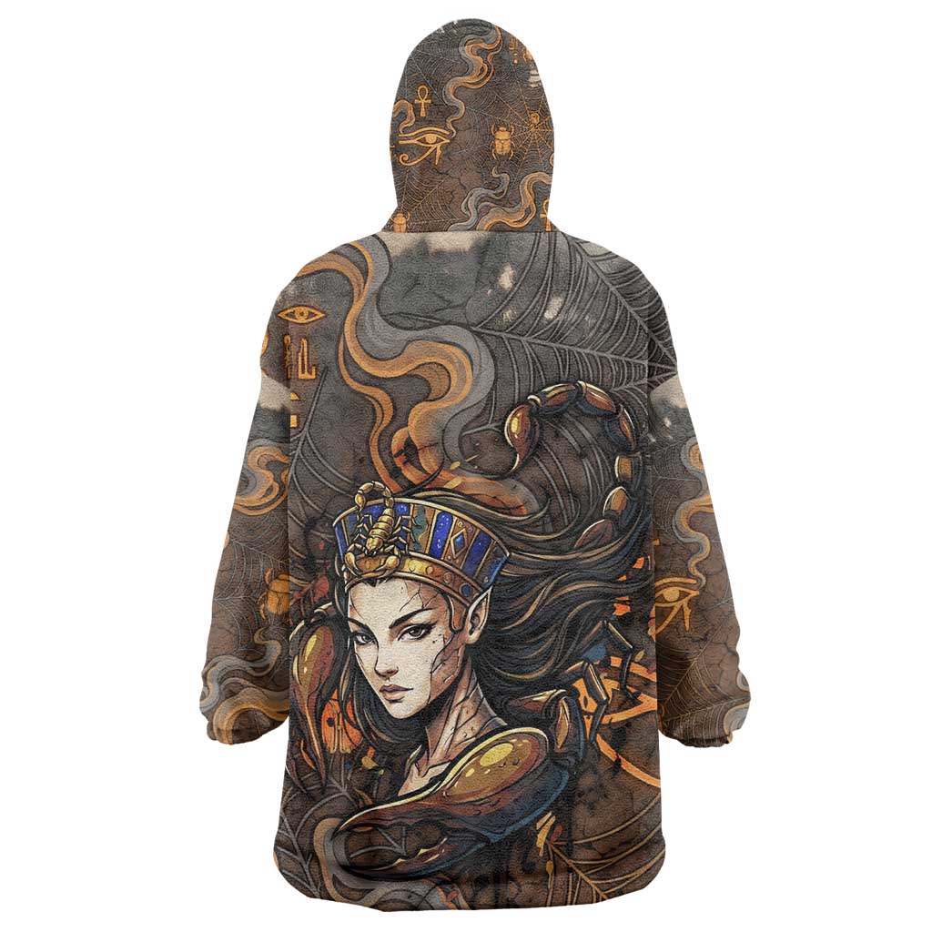 Serket Egyptian Kid Wearable Blanket Hoodie Jeweled Scorpion and Cobweb Motif in Mystical Egyptian