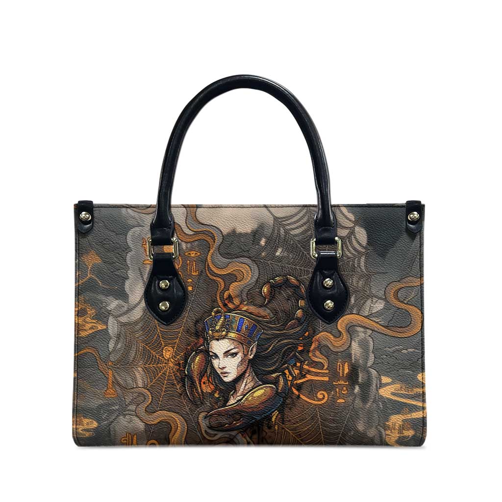 Serket Egyptian Leather Bag Jeweled Scorpion and Cobweb Motif in Mystical Egyptian