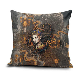 Serket Egyptian Pillow Cover Jeweled Scorpion and Cobweb Motif in Mystical Egyptian