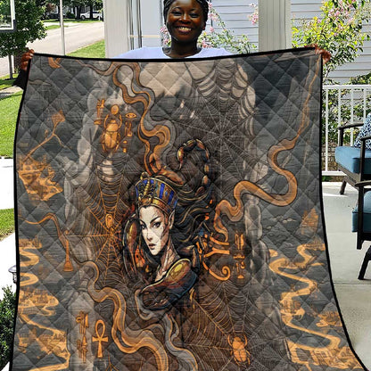 Serket Egyptian Quilt Jeweled Scorpion and Cobweb Motif in Mystical Egyptian