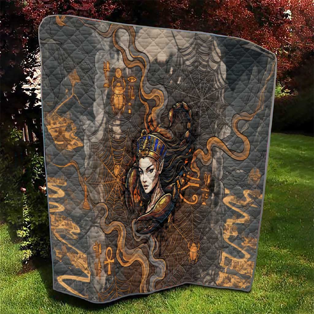 Serket Egyptian Quilt Jeweled Scorpion and Cobweb Motif in Mystical Egyptian