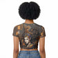 Serket Egyptian Raglan Cropped T shirt Jeweled Scorpion and Cobweb Motif in Mystical Egyptian