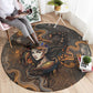 Serket Egyptian Round Carpet Jeweled Scorpion and Cobweb Motif in Mystical Egyptian