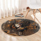 Serket Egyptian Round Carpet Jeweled Scorpion and Cobweb Motif in Mystical Egyptian