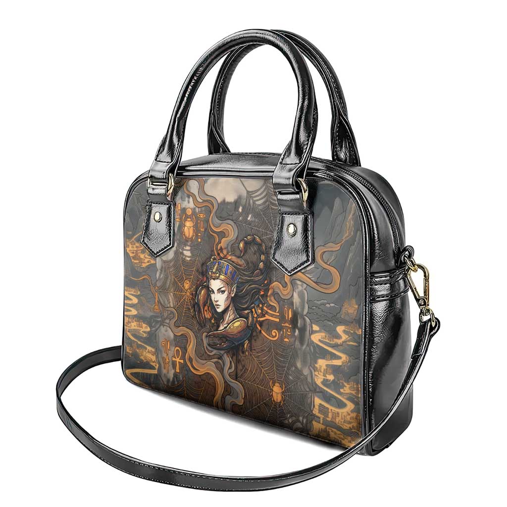 Serket Egyptian Shoulder Handbag Jeweled Scorpion and Cobweb Motif in Mystical Egyptian