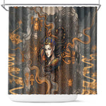 Serket Egyptian Shower Curtain Jeweled Scorpion and Cobweb Motif in Mystical Egyptian