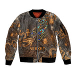 Serket Egyptian Sleeve Zip Bomber Jacket Jeweled Scorpion and Cobweb Motif in Mystical Egyptian