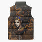 Serket Egyptian Sleeveless Puffer Jacket Jeweled Scorpion and Cobweb Motif in Mystical Egyptian