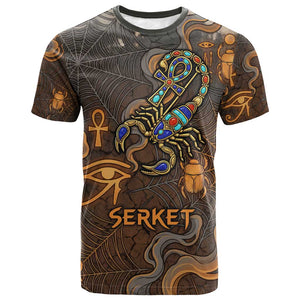 Serket Egyptian T shirt Jeweled Scorpion and Cobweb Motif in Mystical Egyptian