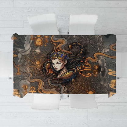 Serket Egyptian Tablecloth Jeweled Scorpion and Cobweb Motif in Mystical Egyptian