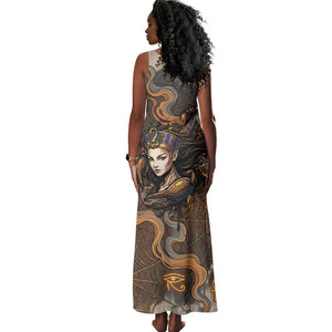 Serket Egyptian Tank Maxi Dress Jeweled Scorpion and Cobweb Motif in Mystical Egyptian